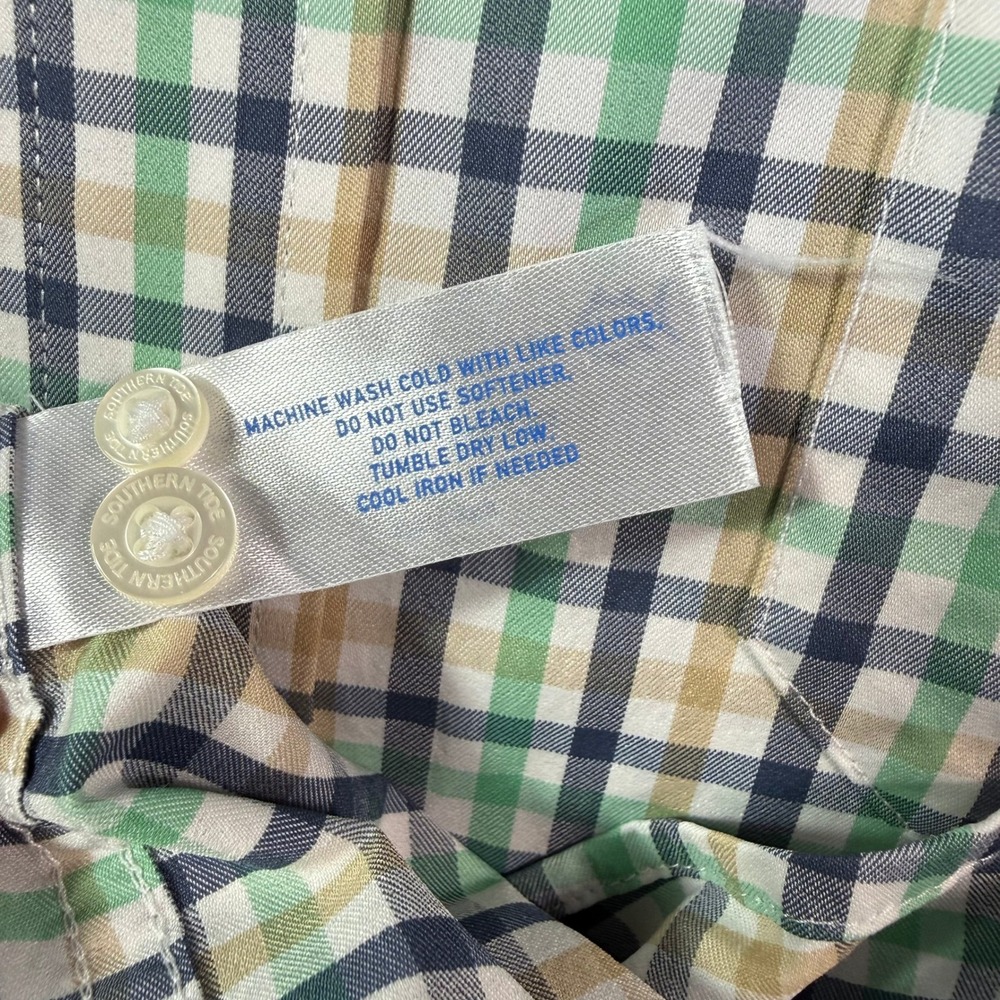Southern Tide Button Down Shirt Mens Medium Green Plaid Performance 11436 - Picture 7 of 10